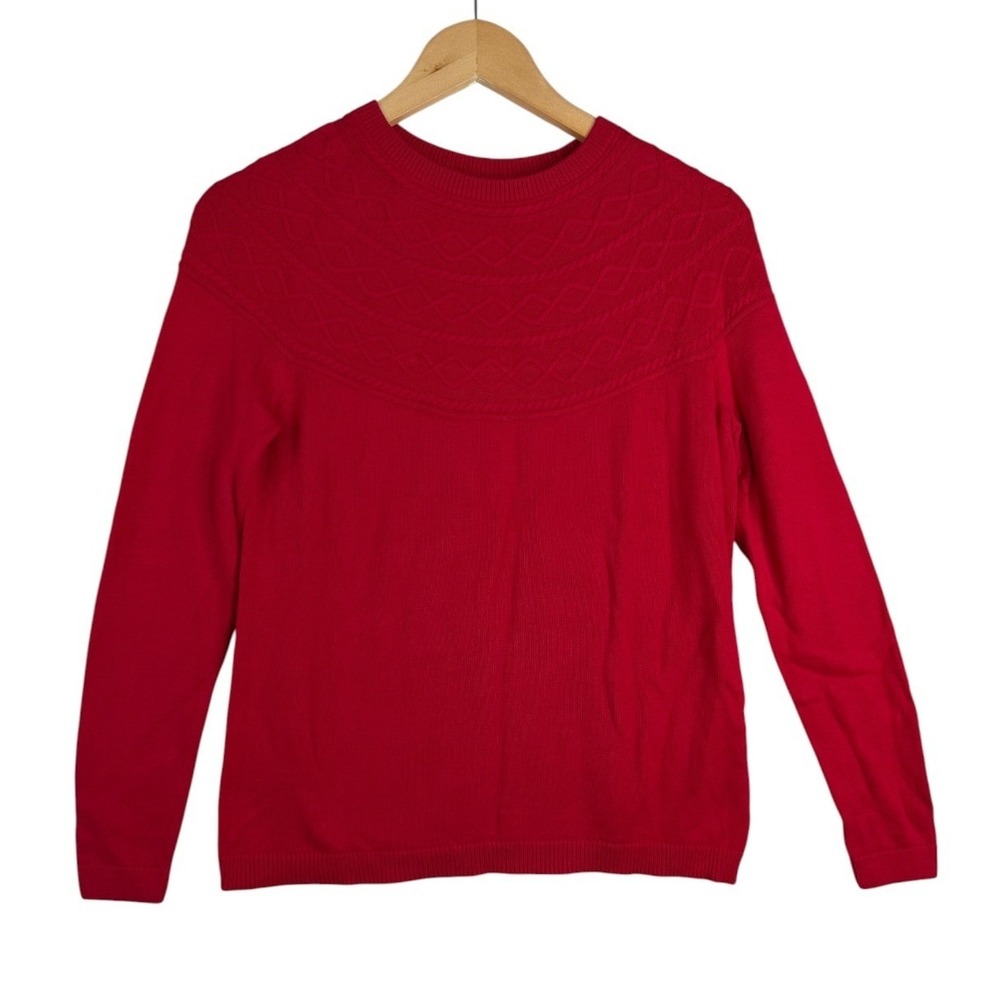 Talbots Women's Diamond Cable Neck Sweater‎ Size Small Petite Red